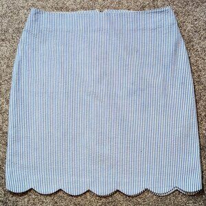 Talbot’s Seersucker Scallop Hem Striped Skirt